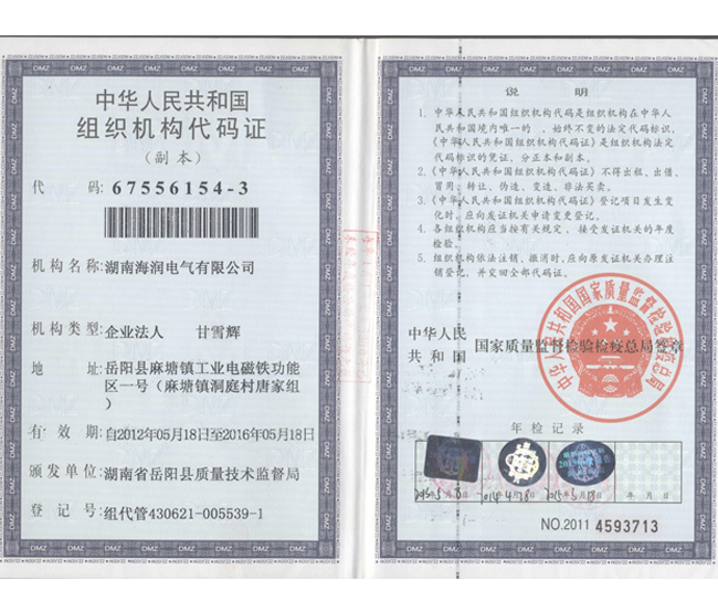 Organization Code Certificate